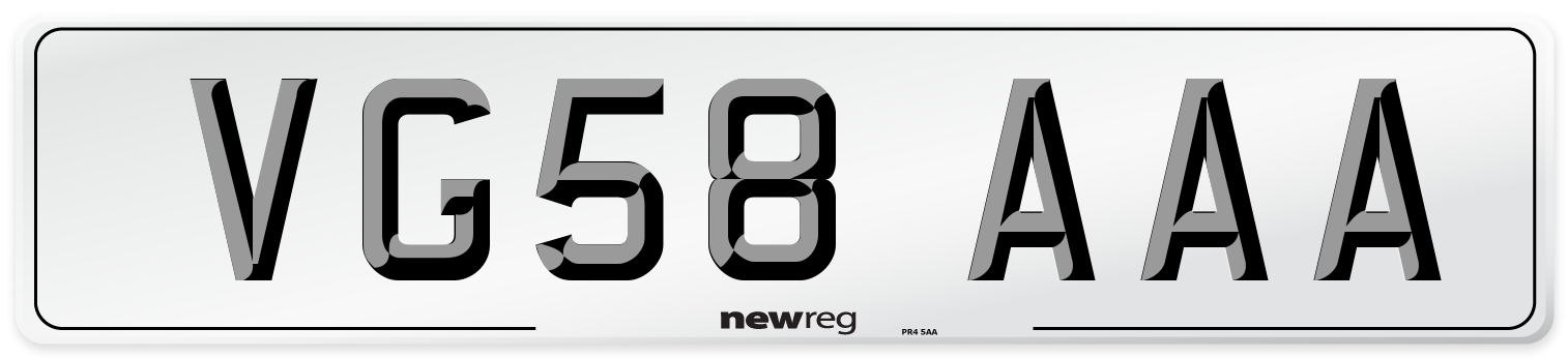 VG58 AAA Number Plate from New Reg